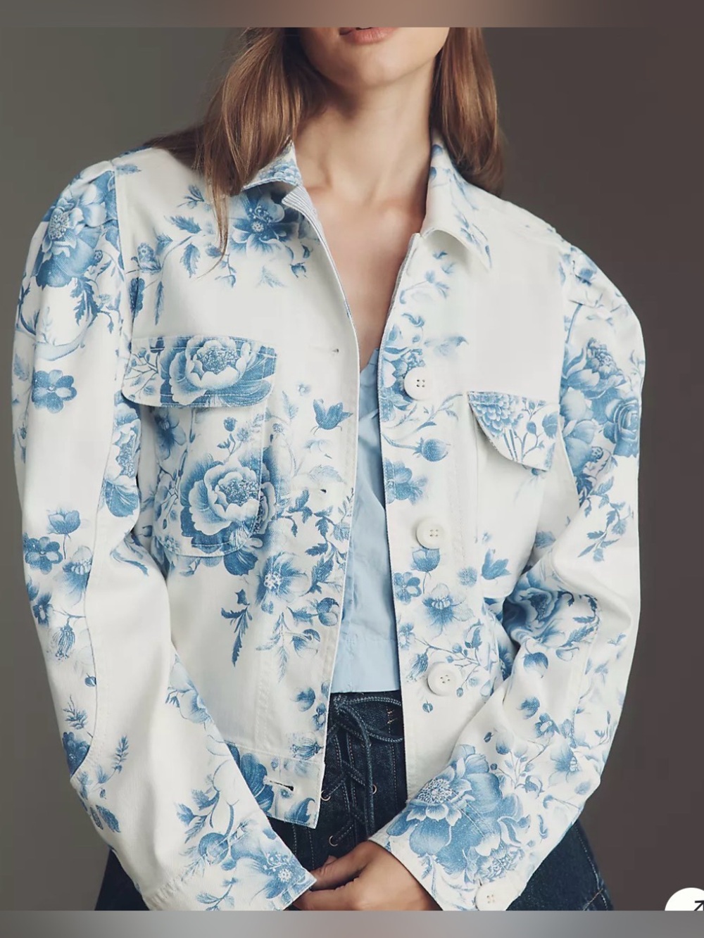 NWT Anthropologie Maeve Puff-Sleeve Floral Utility Jacket